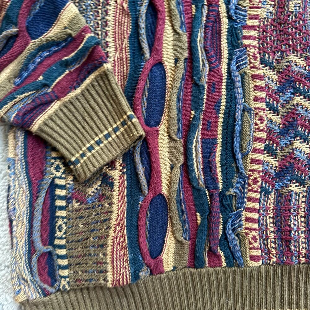 Vtg 1990s J Ferrar Cable Knit Coogi Inspired Sweater Size Medium - Picture 5 of 6